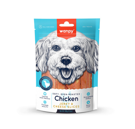 Wanpy Yumuşak Tavuk &amp; Peynir Dilimleri 100g K&ouml;pek &Ouml;d&uuml;l&uuml;